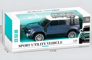 Remote Control Defender Car - 4Wd High-Speed Off-Road Rc Car With Led Lights, Rechargeable Battery,