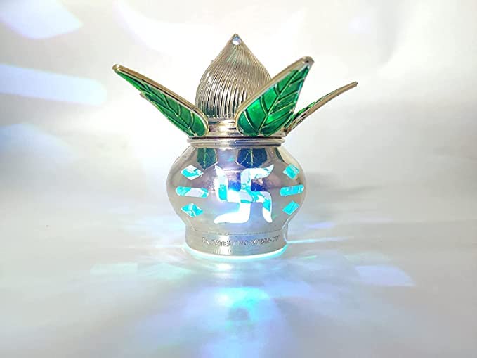 LED Kalash with Meena Leaf lamp Eco Friendly for Pooja Mandir Home Decoration | LED Candle - Pack of 2
