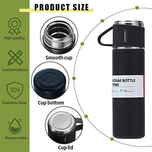 Latest Steel Vacuum Flask Set with 3 Steel Cups Combo - 500ml -