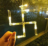 Swastik Om Curtain Warm White String Lights 6 Swastik 6 Om 114 LED 3 Meter Window Curtain Lights with 8 Flashing Modes for Indoor Outdoor Decoration