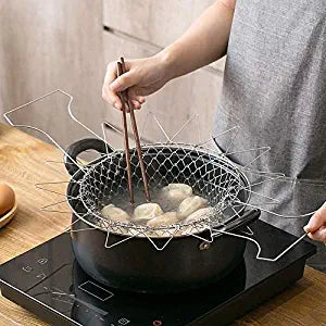 Chef Basket Solid Steel 12 in 1 Chef Cooking Net Basket for Deep Fry, Boiling, Steam