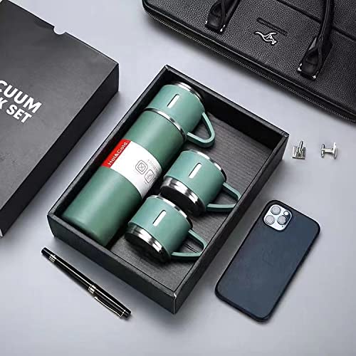 Vacuum Flask Set with 3 Steel Cups Combo