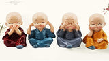 Buddha Miniature Figurine 5.5cms | Resin Buddha Monk Statues, Small, Multicolour, Set of 4