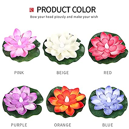 Sensor Water Floating Smokeless Candles & Lotus Flowers Sensor Led Tea Light Unbreakable for Outdoor and Indoor Festival Decoration (Multicolor, Pack of 6)
