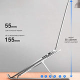 6 Angles Adjustable Aluminum Ergonomic Foldable Portable Tabletop Laptop/Desktop Riser Stand Holder Compatible for MacBook, HP, Dell, Lenovo & All Other Notebook (Silver)