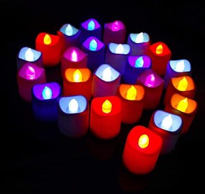 Flameless LED Tea Light Candles for Diwali, Christmas, Festival Home, Garden Decorations (24, Multicolor)