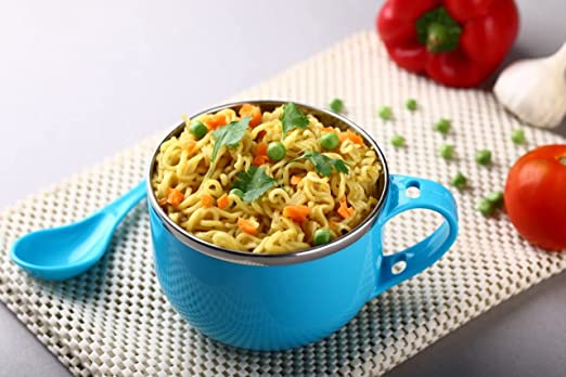 Pasta Noodles Maggie Bowl with Lid Handle Spoon and Fork