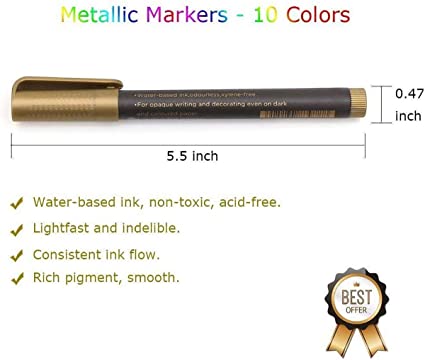 Premium Metallic Marker Pens( pack of 10)