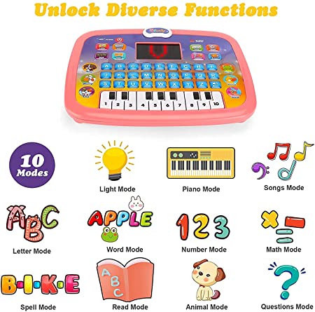 Baby Tablet Musical Toys with LED Light,Piano Display Screen for Numbers,