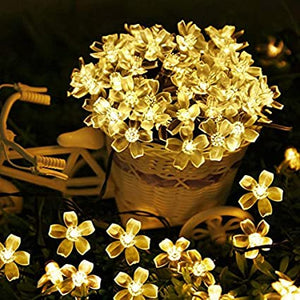 Portable Warm White Silicone Blossom Flower Fairy String Lights,