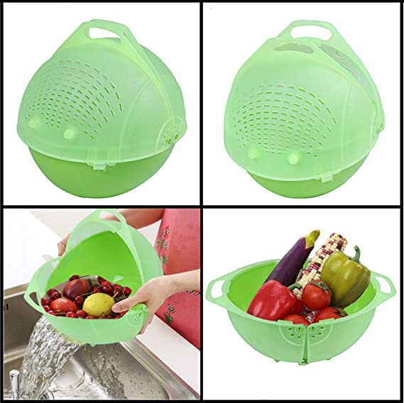 Smart Washing Bowl Strainer Cum Basket for Fruits, Vegetables, Rice (Multi)