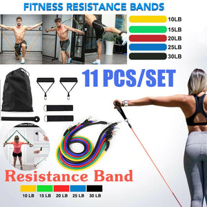 11 Piece Premium Resistance Bands Set for Men & Women,